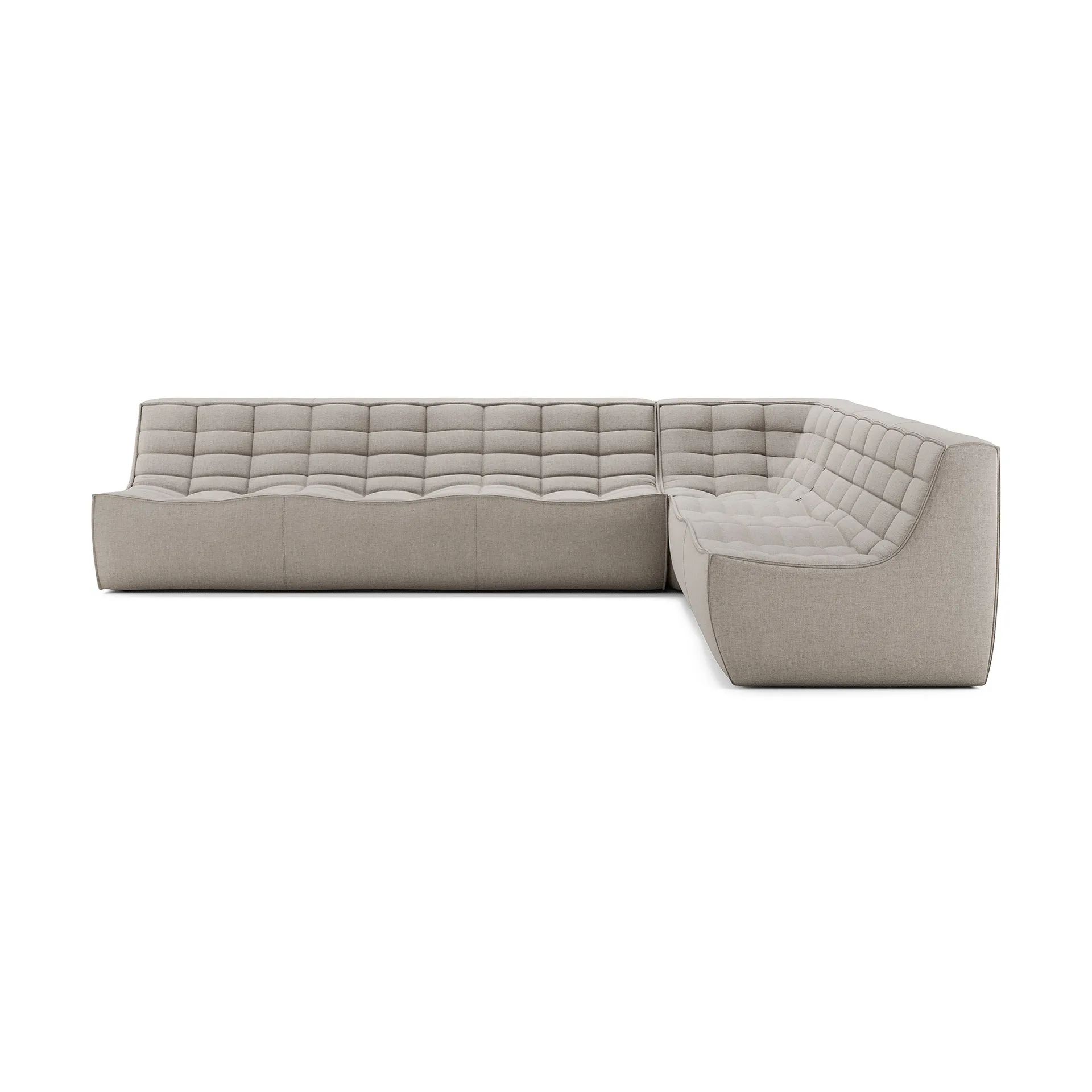 Divano modulare angolare N701 con angolo dritto, tessuto Ecru Beige, 301x231 cm,  Ethnicraft