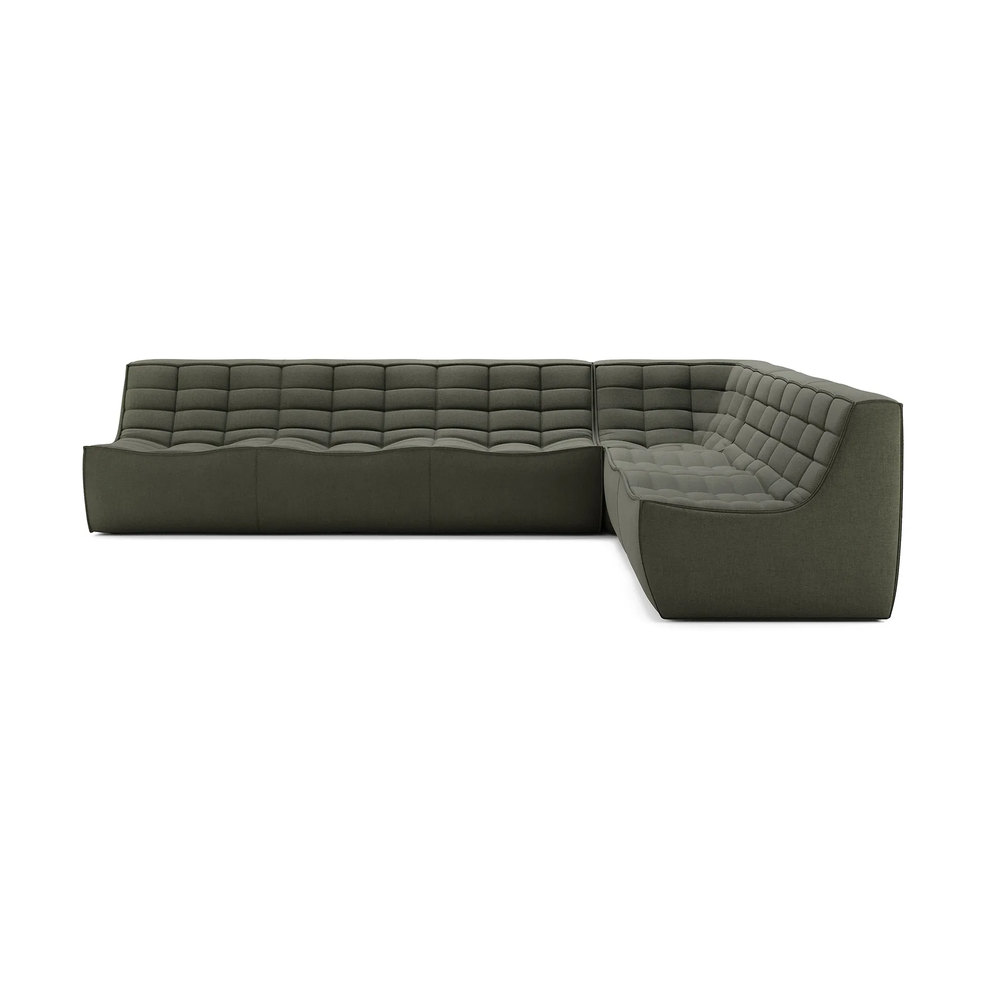Divano modulare angolare N701 con angolo dritto, tessuto Moss Eco, 301x231 cm,  Ethnicraft