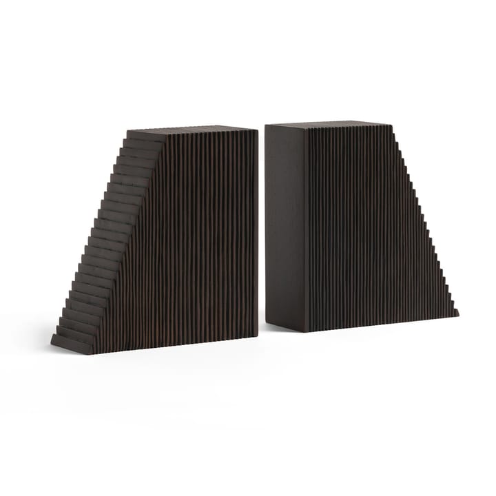 Fermalibri Grooves 2 pezzi, Mogano marrone scuro Ethnicraft