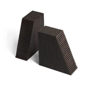 Fermalibri Grooves 2 pezzi - Mogano marrone scuro - Ethnicraft