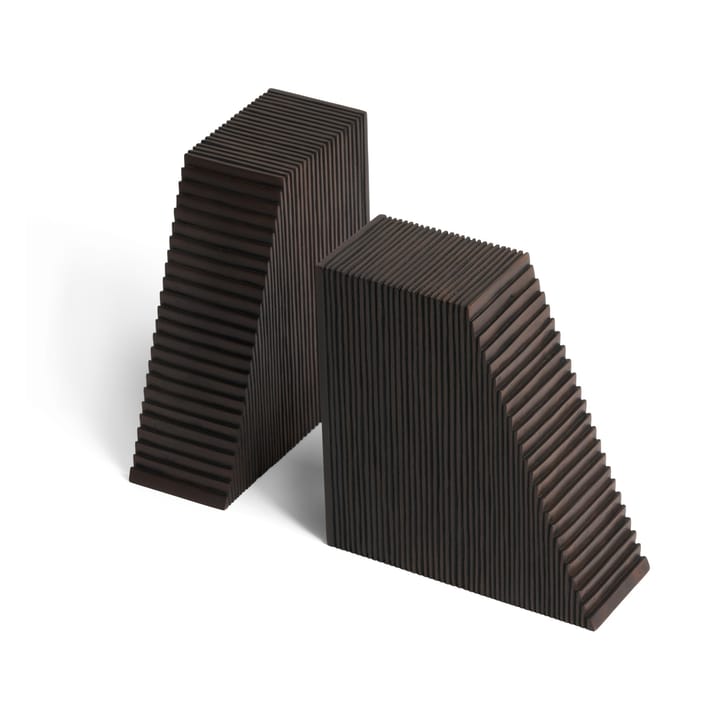 Fermalibri Grooves 2 pezzi, Mogano marrone scuro Ethnicraft
