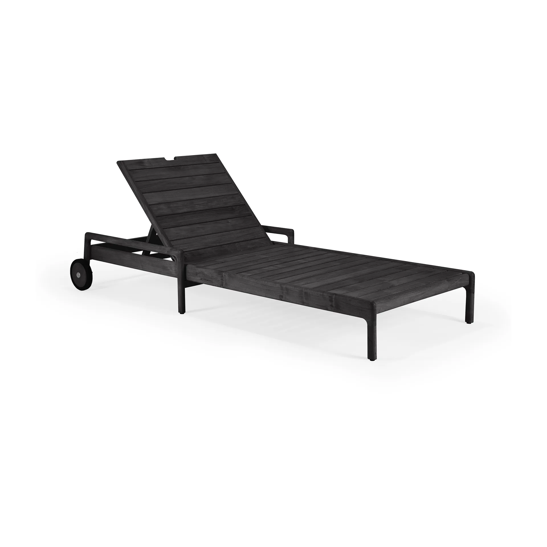 Lettino prendisole Jack outdoor in teak verniciato nero, Escluso cuscino Ethnicraft