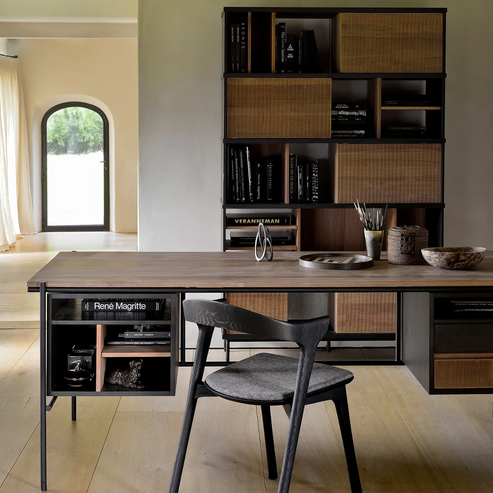 Mensola Oscar Rack , Teak-Black 5 porte 120x40 cm Ethnicraft