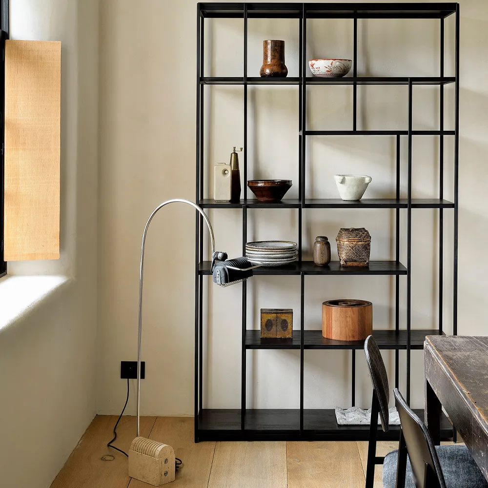 Mensola Studio Rack 205x120 cm, Teak nero senza ante Ethnicraft