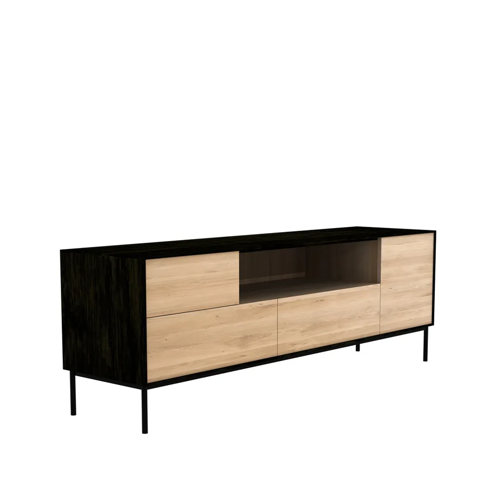 Mobile TV Blackbird , Rovere nero-Gambe in metallo nero Ethnicraft