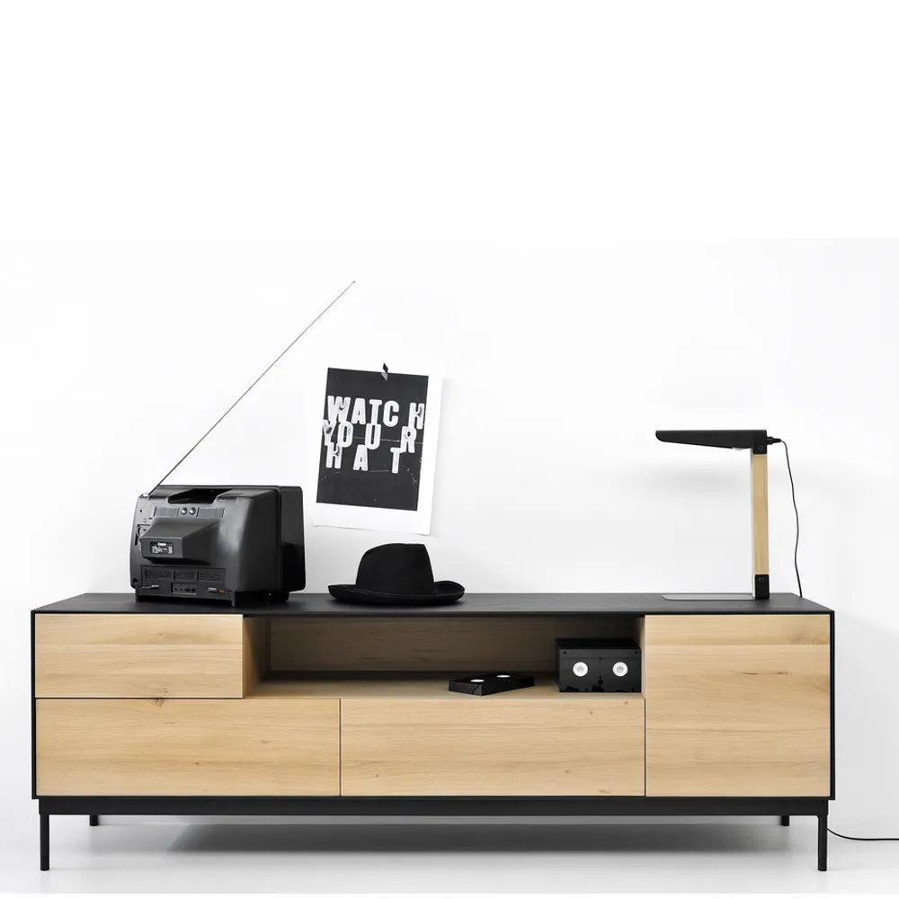 Mobile TV Blackbird , Rovere nero-Gambe in metallo nero Ethnicraft