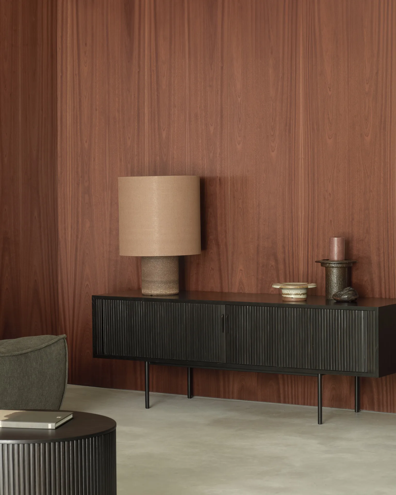 Mobile TV Roller Max , Laccato teak-nero-2 porte Ethnicraft