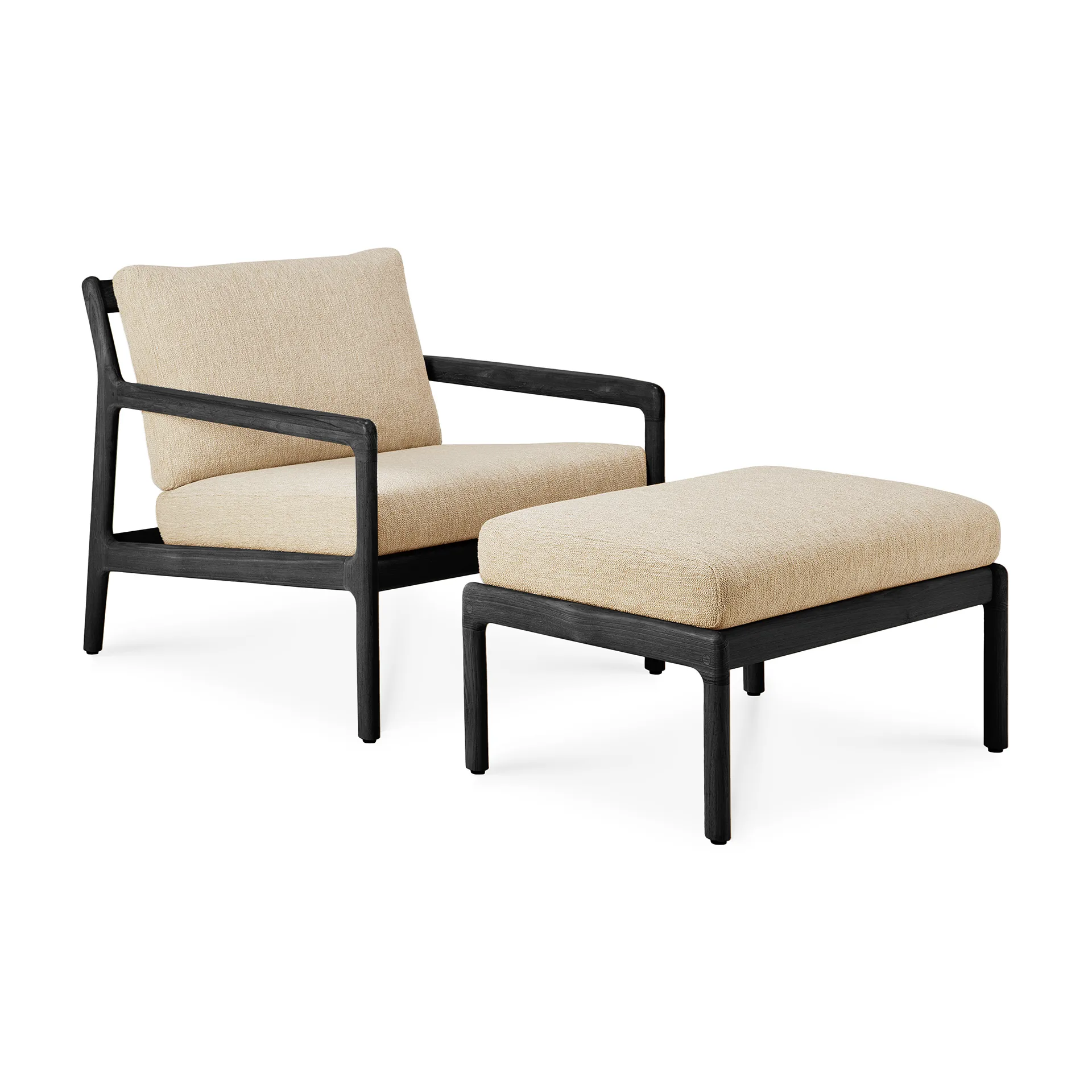 Poggiapiedi Jack outdoor in teak tinto nero, Naturale Ethnicraft