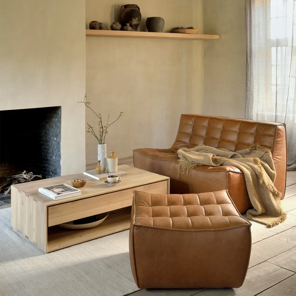 Poggiapiedi N701 - 70x70 cm, Blu Ethnicraft