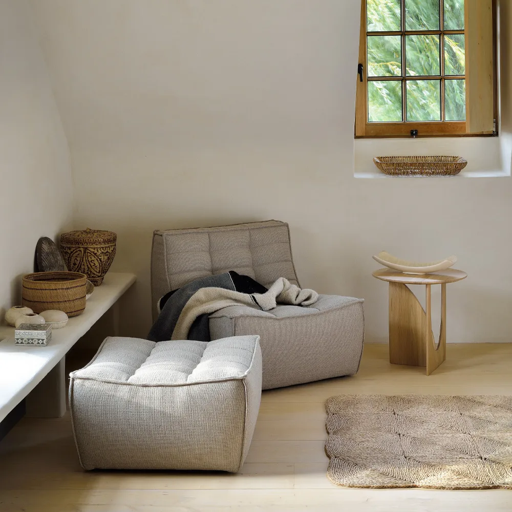 Poggiapiedi N701 - 70x70 cm, Blu Ethnicraft