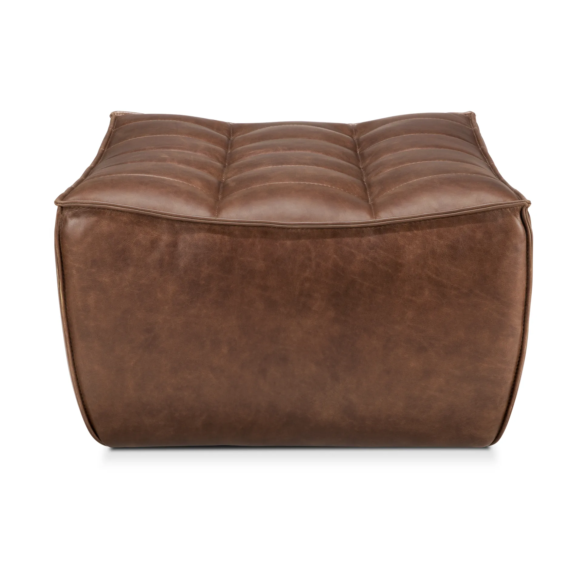 Poggiapiedi N701 - 70x70 cm, Pelle Chestnut Ethnicraft