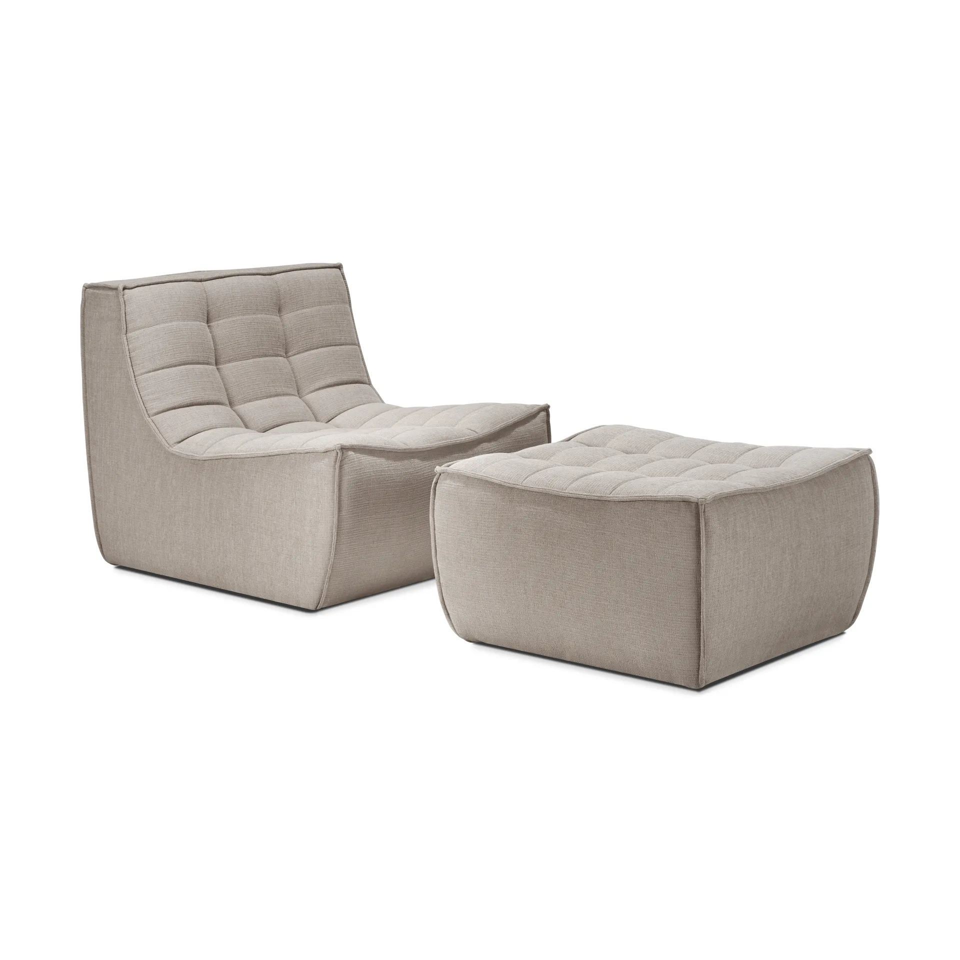 Poggiapiedi N701 - 70x70 cm, Tessuto Ecru beige Ethnicraft