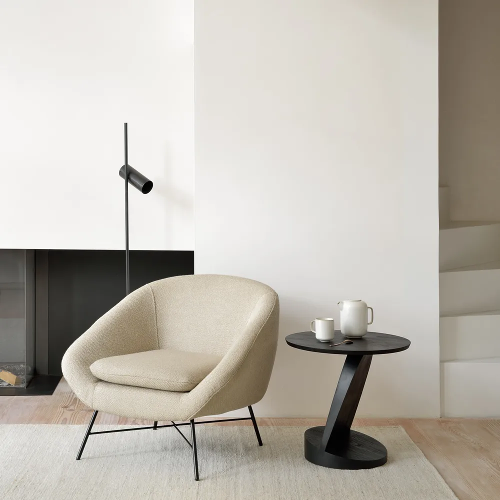 Poltrona lounge Barrow, Off white-Black metal Ethnicraft