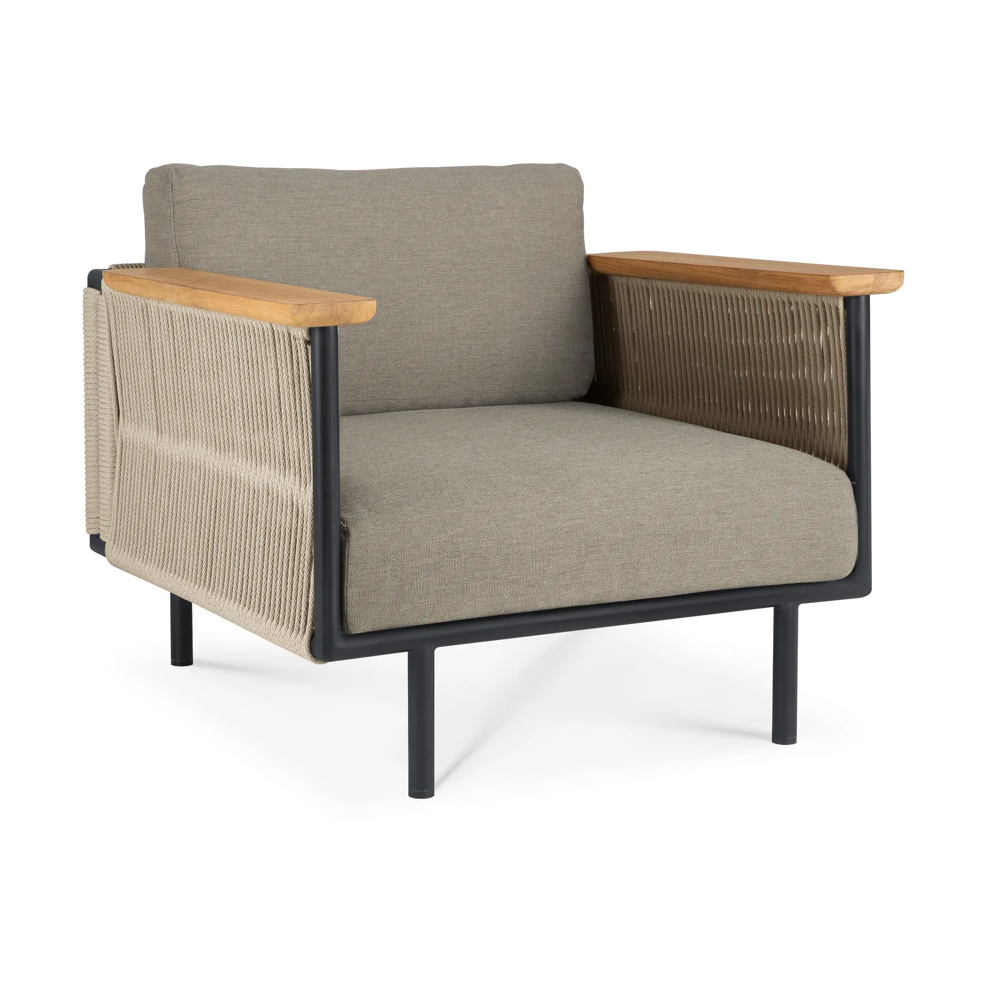 Poltrona lounge Corbey da esterno con cuscino, Alluminio black-Silt Ethnicraft