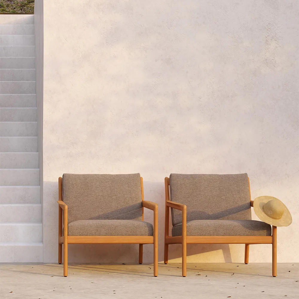 Poltrona lounge da esterno Jack in teak, Mocha Ethnicraft