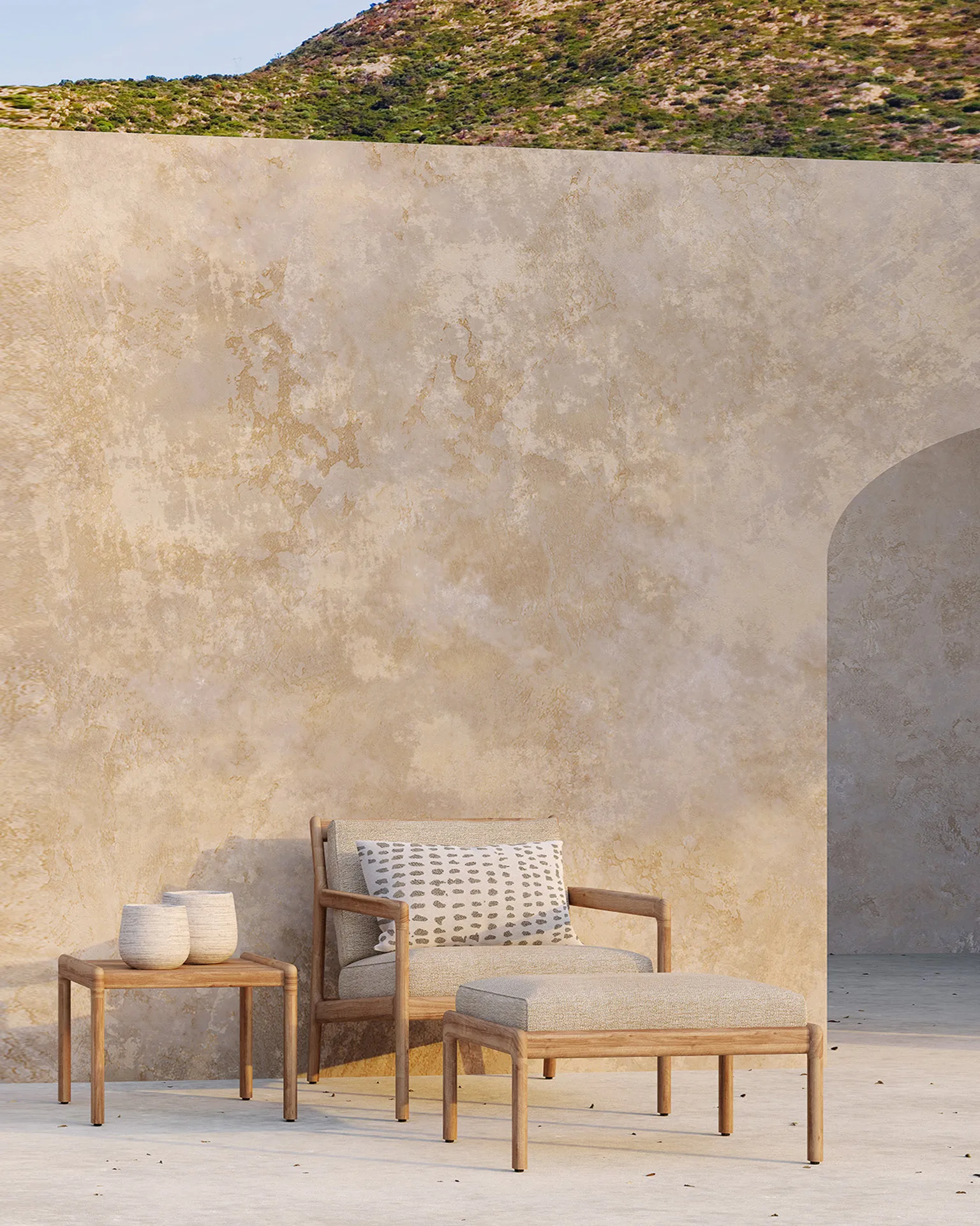 Poltrona lounge da esterno Jack in teak, Naturale Ethnicraft