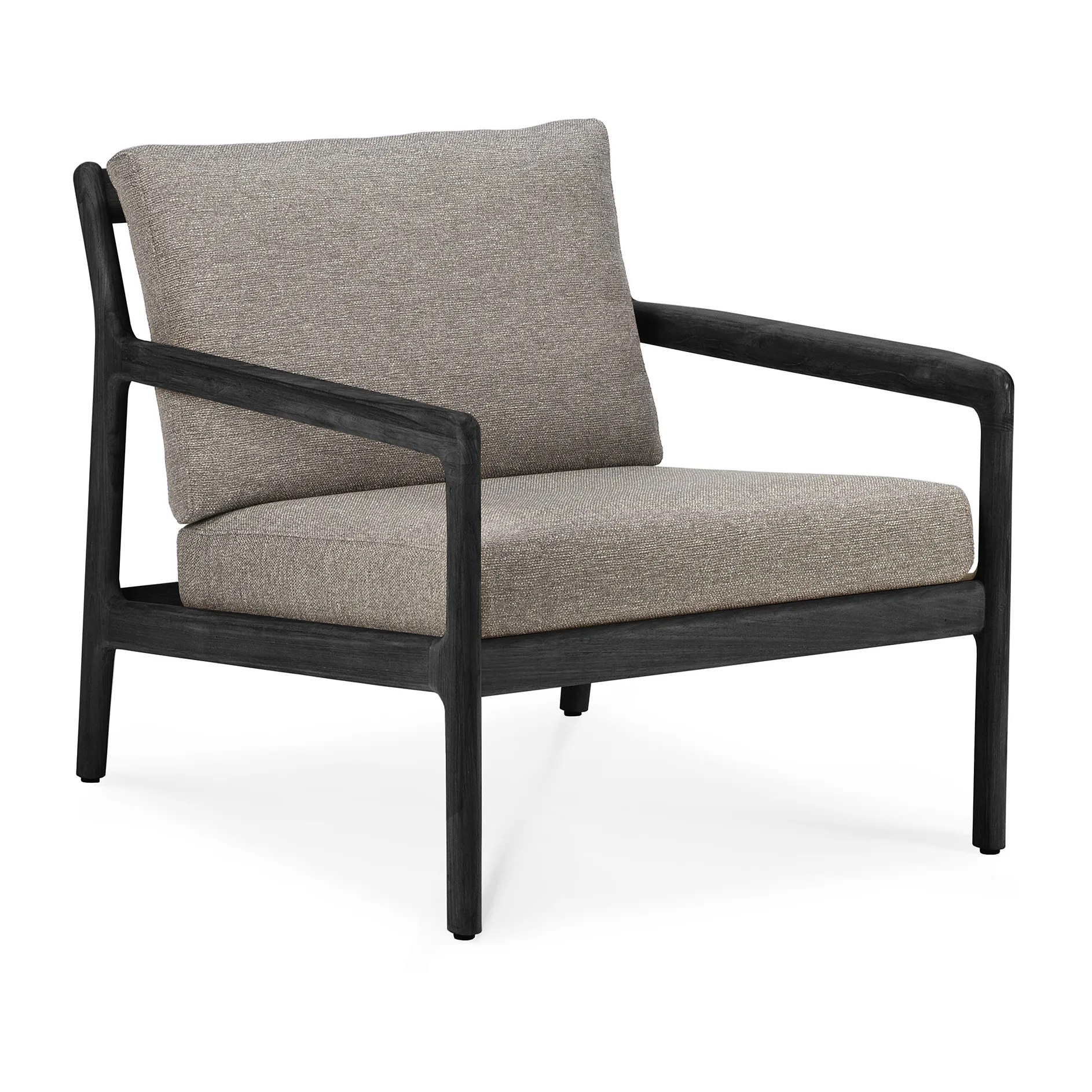 Poltrona lounge da esterno Jack in teak tinto nero, Mocha Ethnicraft