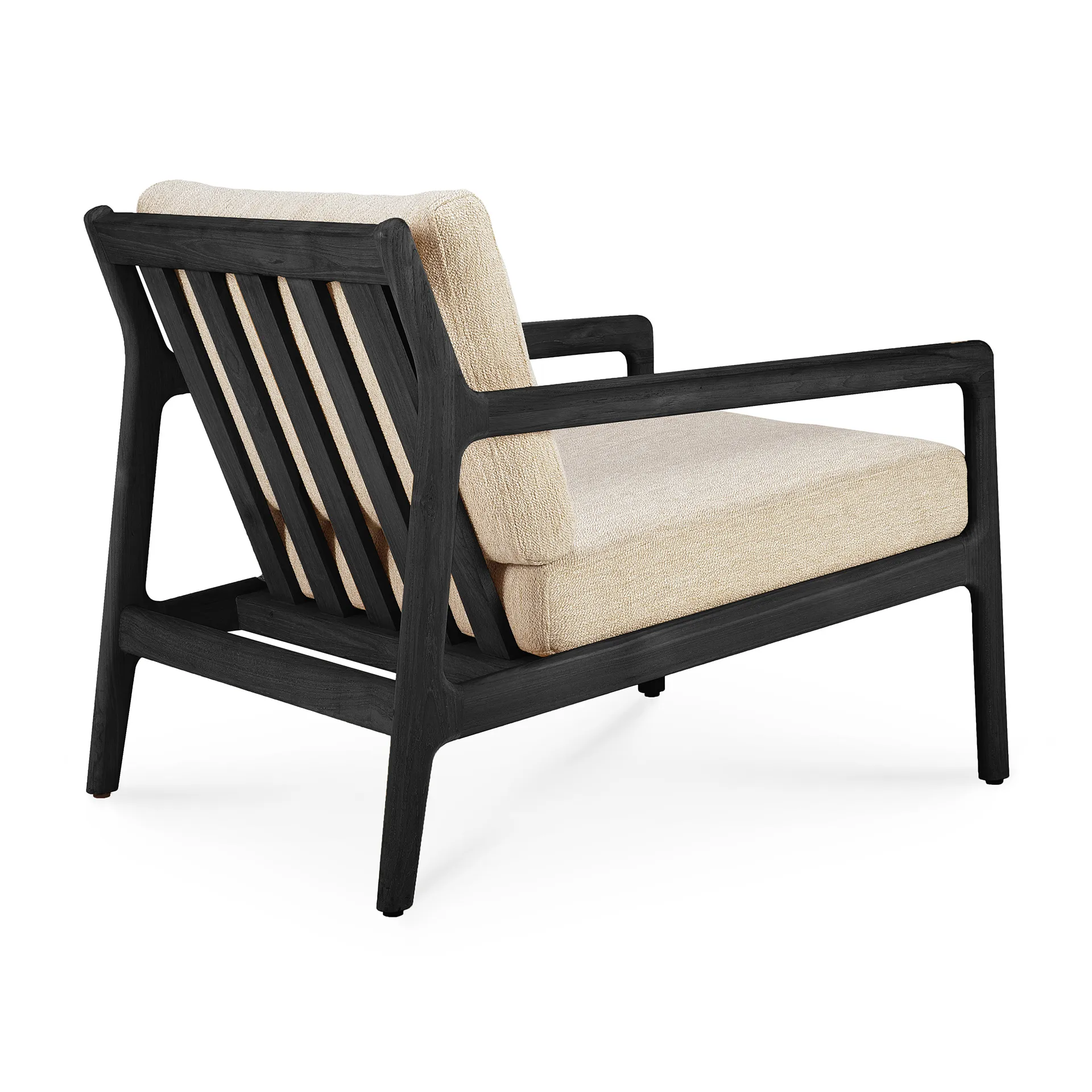 Poltrona lounge da esterno Jack in teak tinto nero, Naturale Ethnicraft
