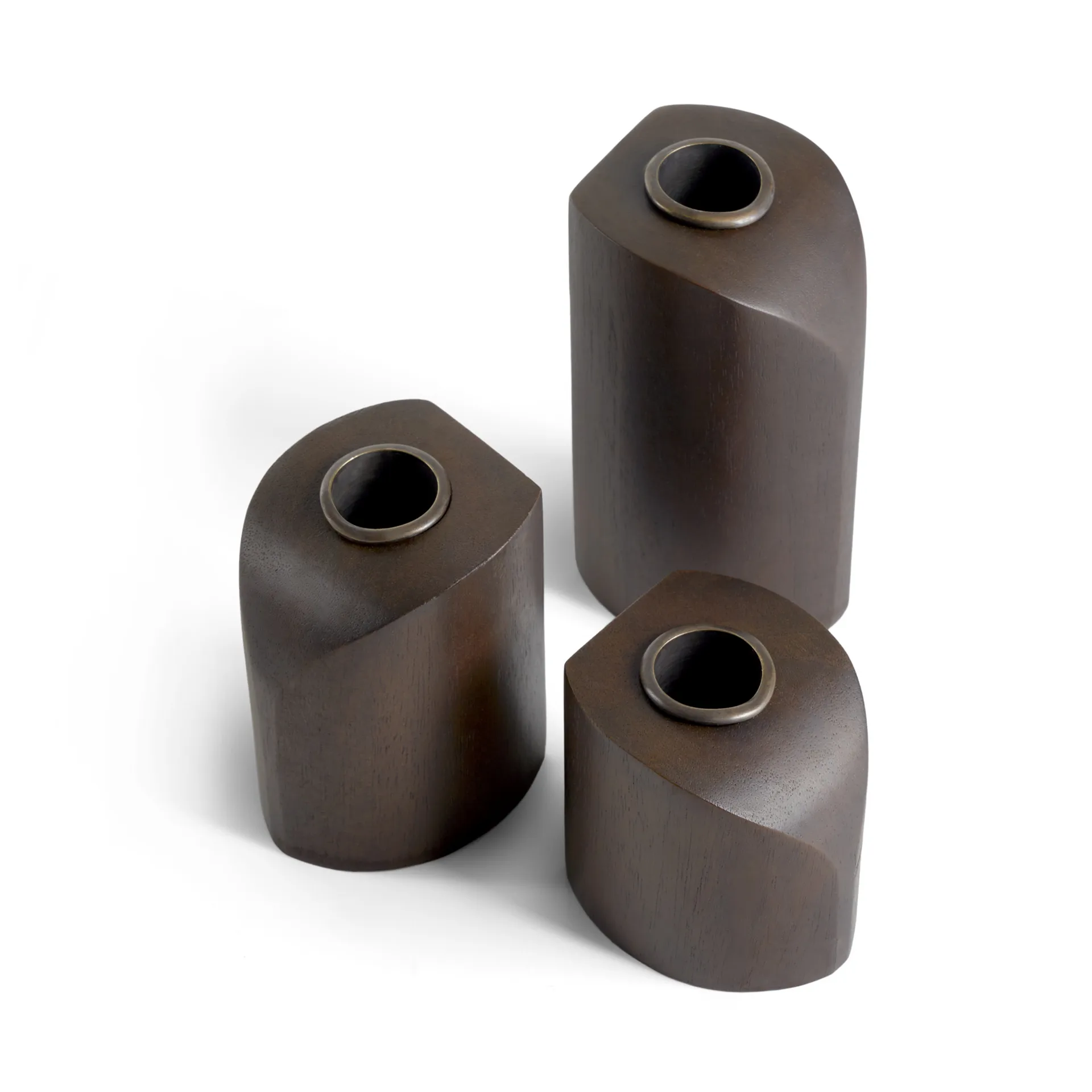 Portacandele PI 3 pezzi, mogano tinto marrone scuro Ethnicraft