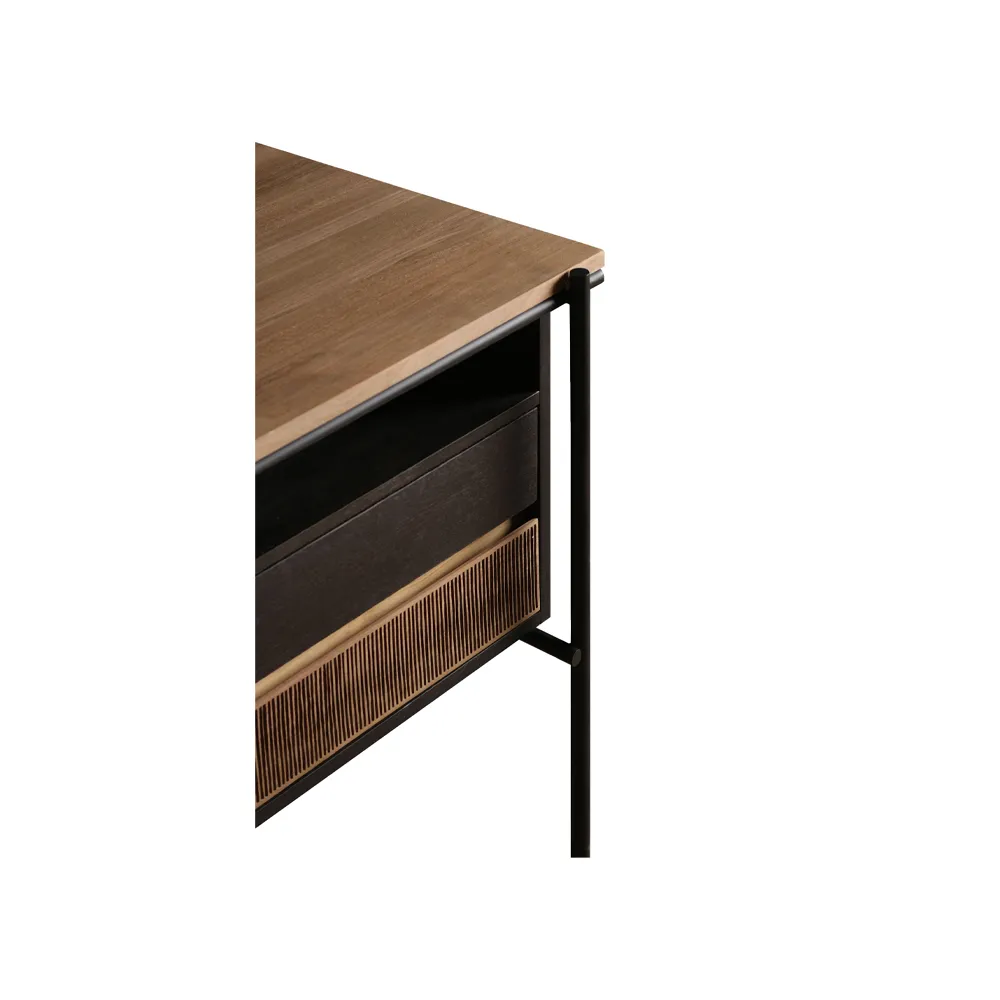 Scrivania Oscar con cassetti, Teak-gambe in metallo nero Ethnicraft