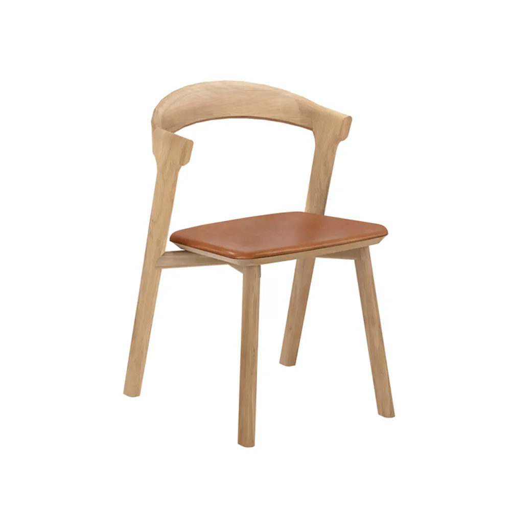 Sedia Bok con seduta in pelle, Cuoio color cognac quercia Ethnicraft