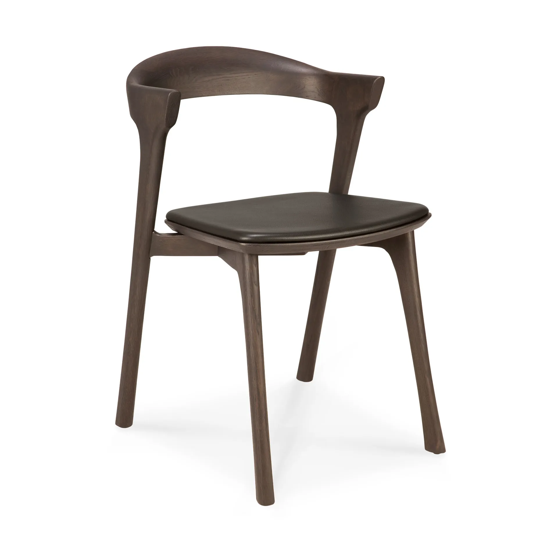 Sedia Bok con seduta in pelle, Rovere tinto marrone-pelle scura Ethnicraft