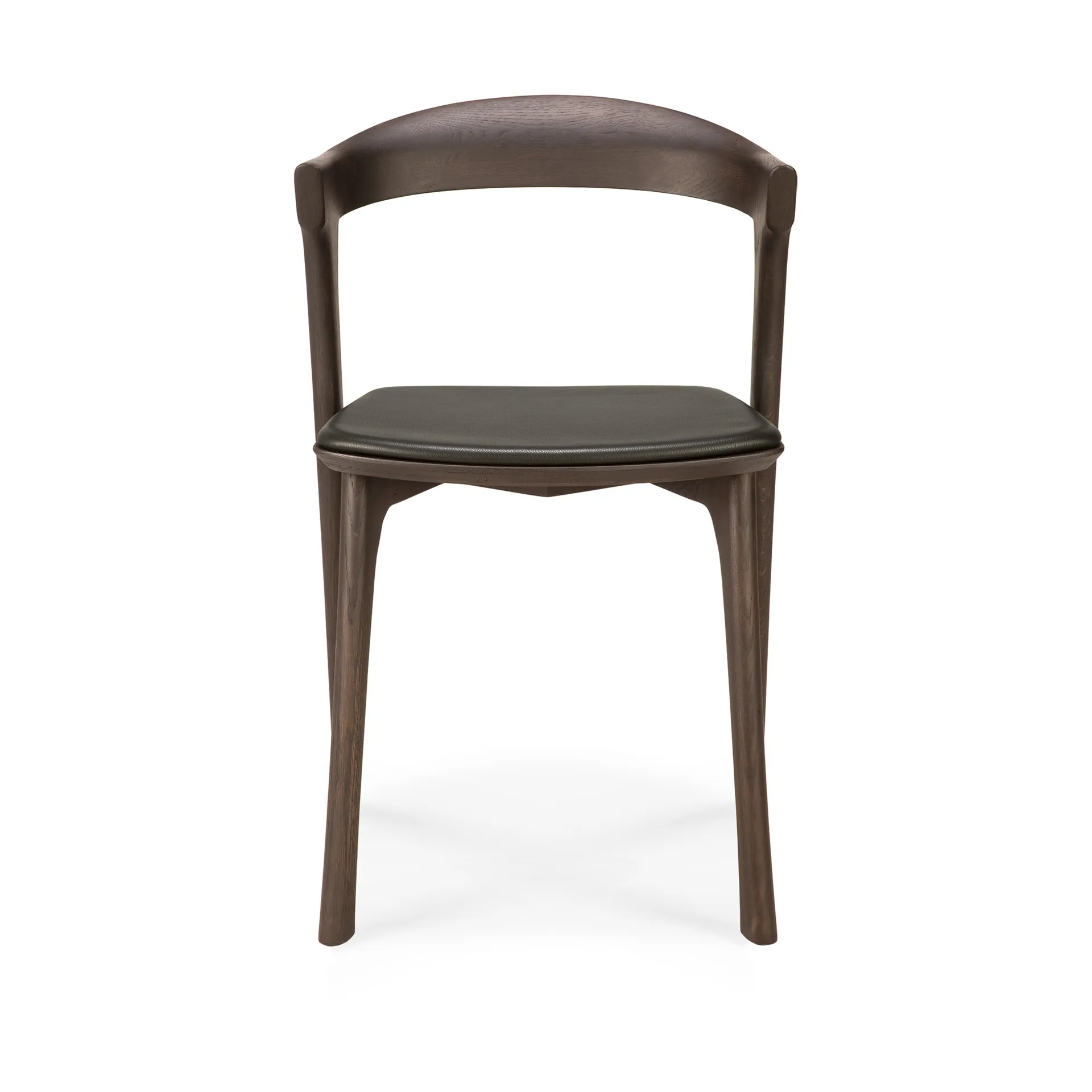 Sedia Bok con seduta in pelle, Rovere tinto marrone-pelle scura Ethnicraft