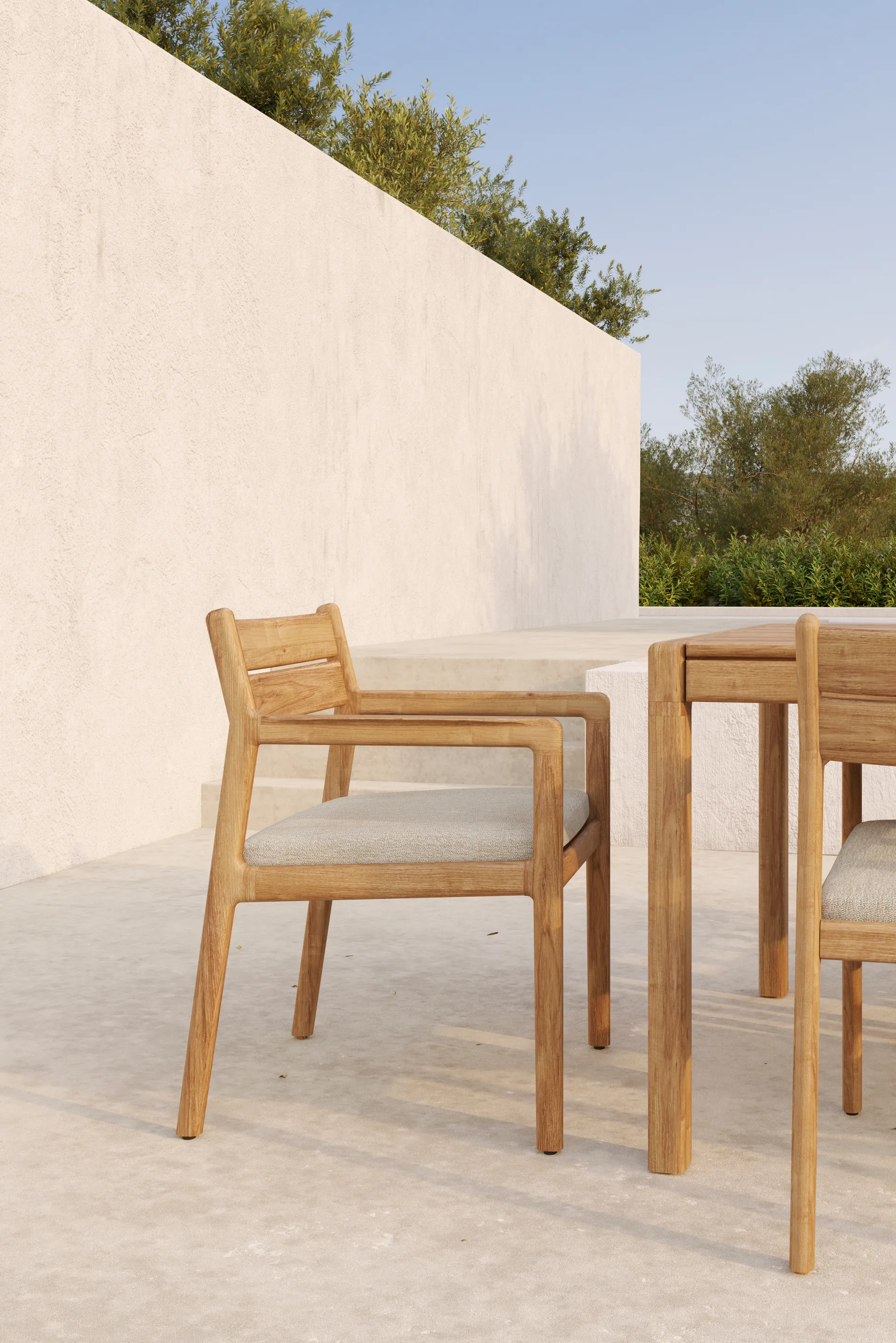Sedia da pranzo Jack Outdoor con braccioli, Naturale Ethnicraft