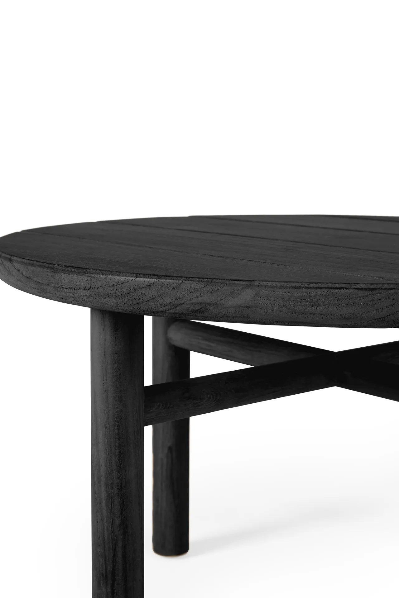 Tavolino da esterno Quatro in teak tinto nero, Ø95 cm Ethnicraft