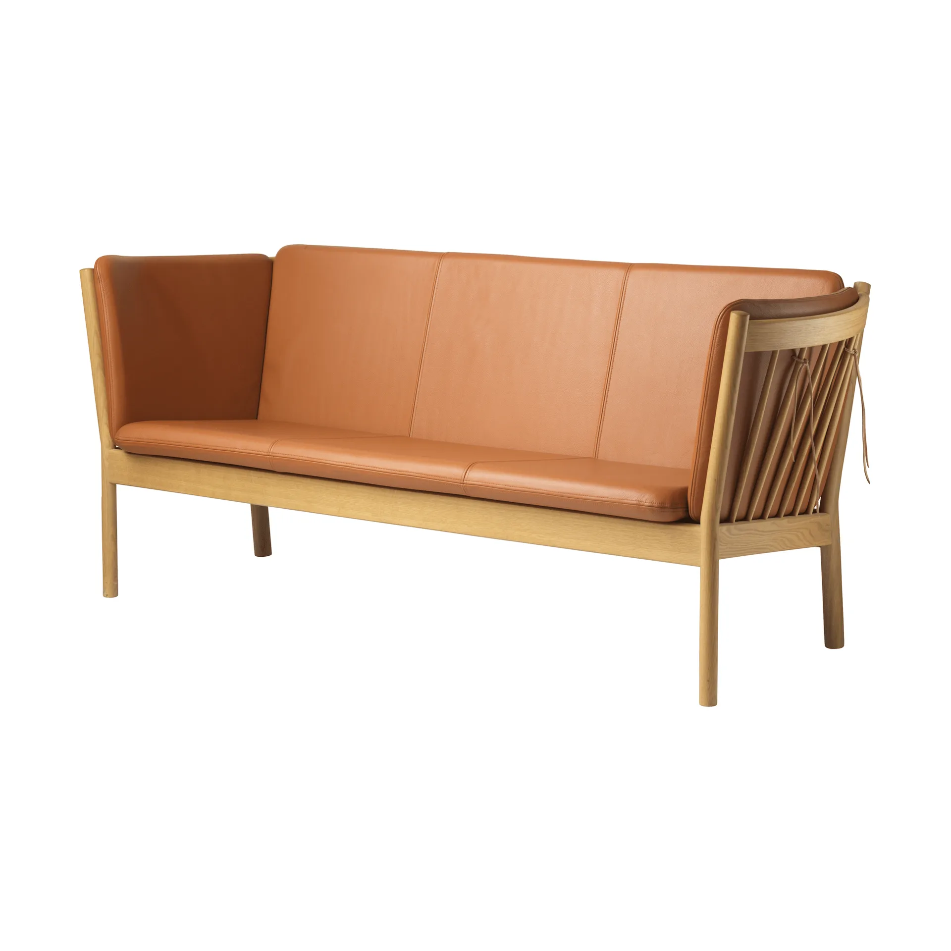 J149 divano, Pelle cognac-rovere laccato, 3 posti FDB Møbler