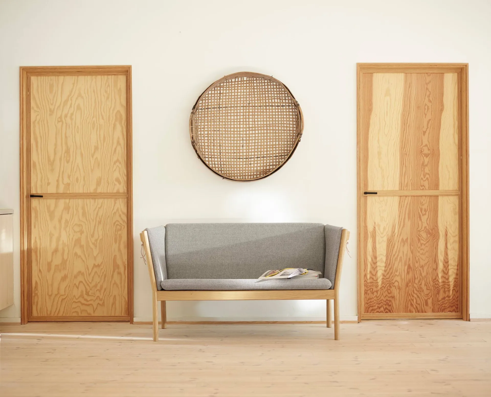 J149 divano, Pelle cognac-rovere laccato, 3 posti FDB Møbler