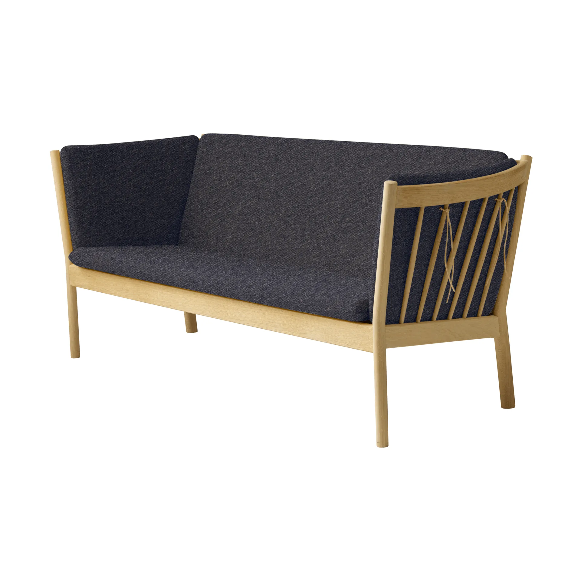 J149 divano, Tessuto grigio scuro-rovere laccato, 3 posti FDB Møbler