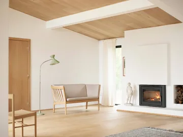 J149 divano - Tessuto grigio scuro-rovere laccato, 3 posti - FDB Møbler