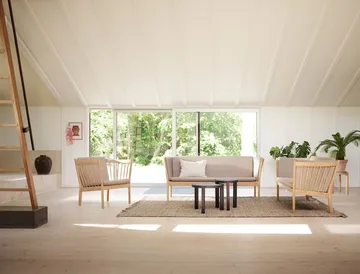 J149 divano - Tessuto verde rovere laccato, 3 posti - FDB Møbler