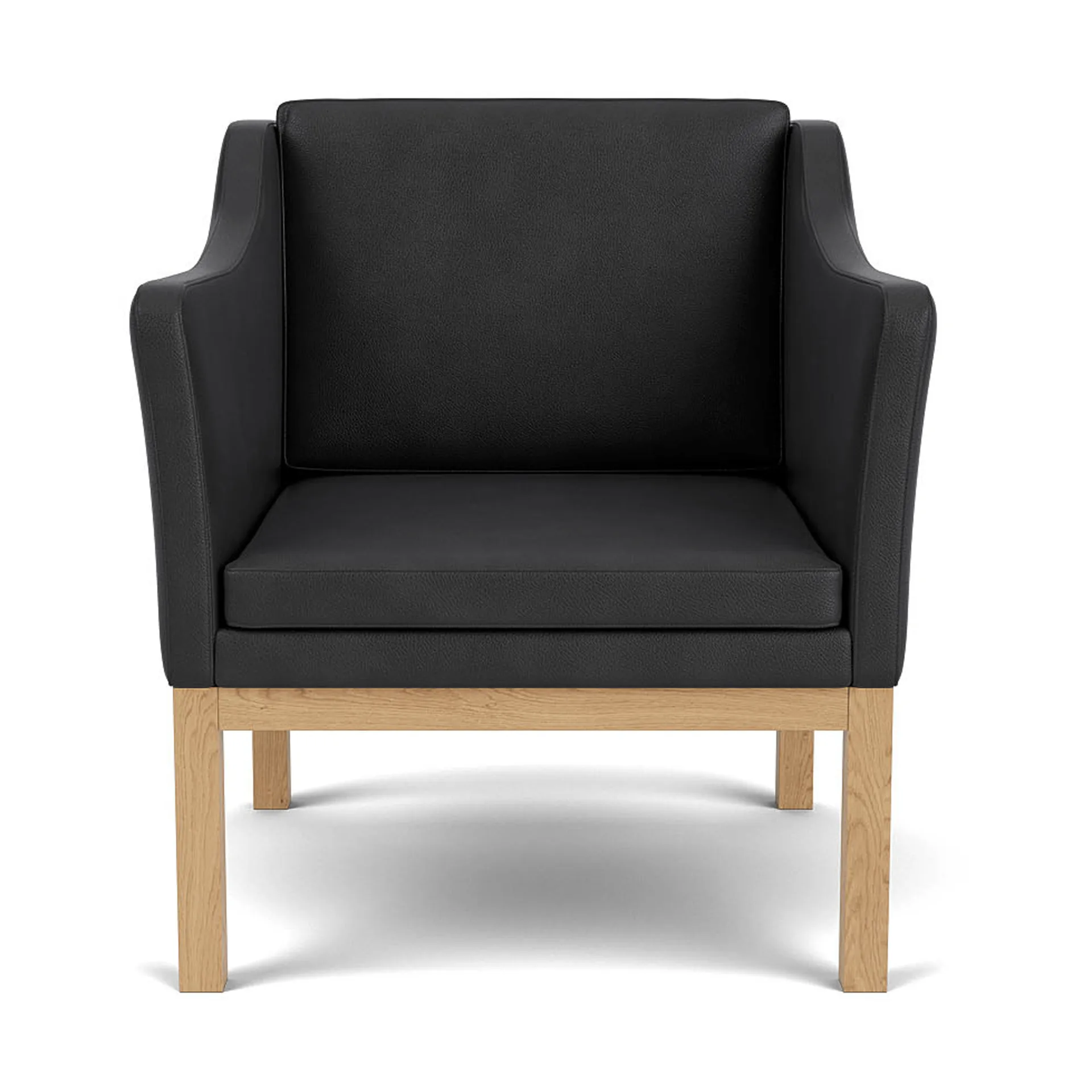 L46 MK155 easy chair poltrona, Rovere laccato-pelle nero FDB Møbler