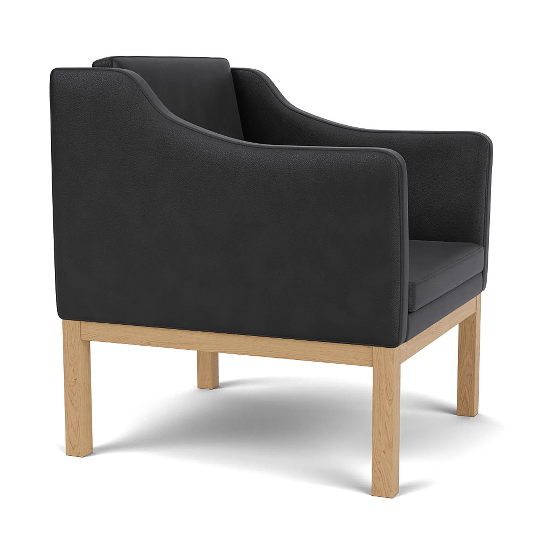 L46 MK155 easy chair poltrona, Rovere laccato-pelle nero FDB Møbler