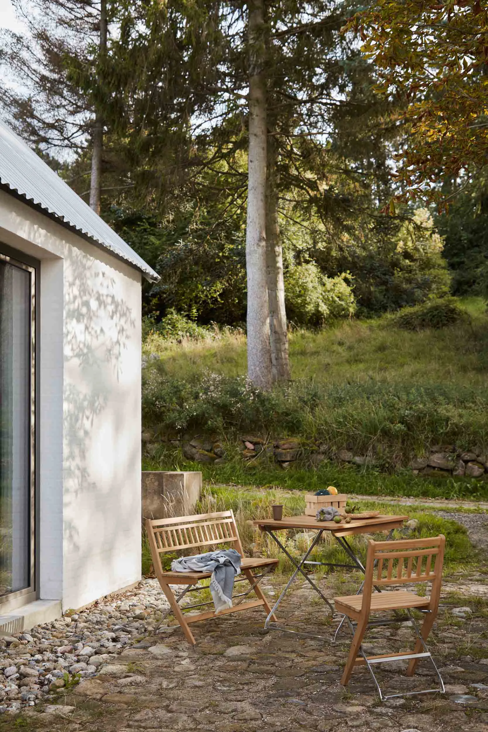 Panchina da balcone M24 Lilleø, Teak-acciaio inossidabile FDB Møbler