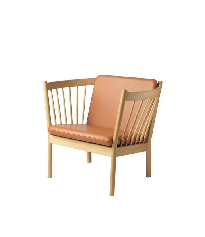 Poltrona J146, Rovere naturale laccato - pelle color cognac FDB Møbler