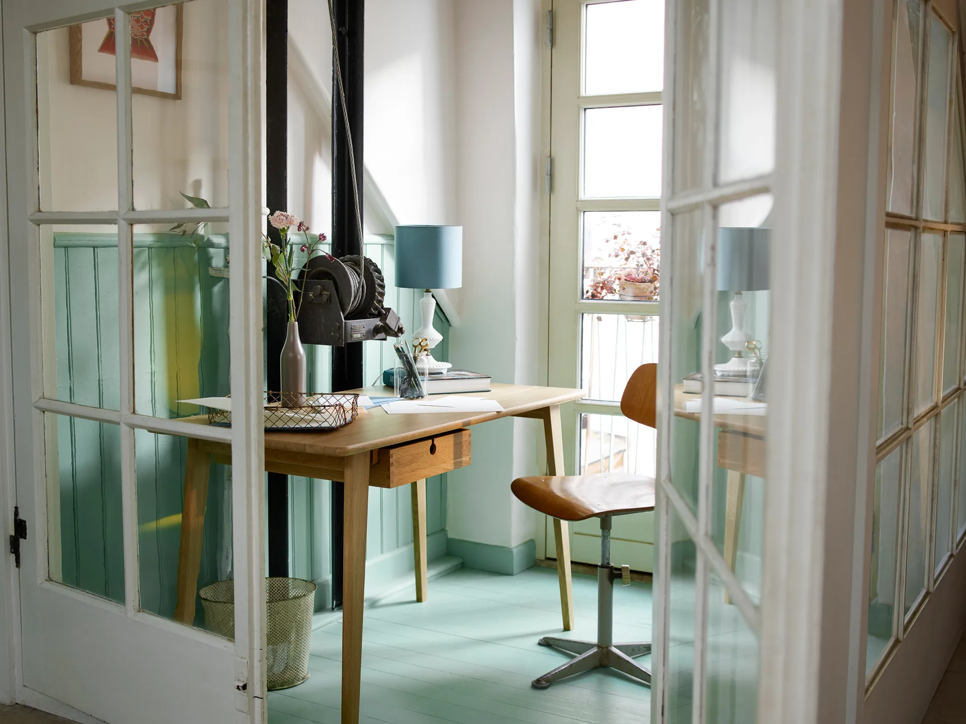Scrivania C67 Butler, Rovere naturale laccato, 60x156 cm FDB Møbler