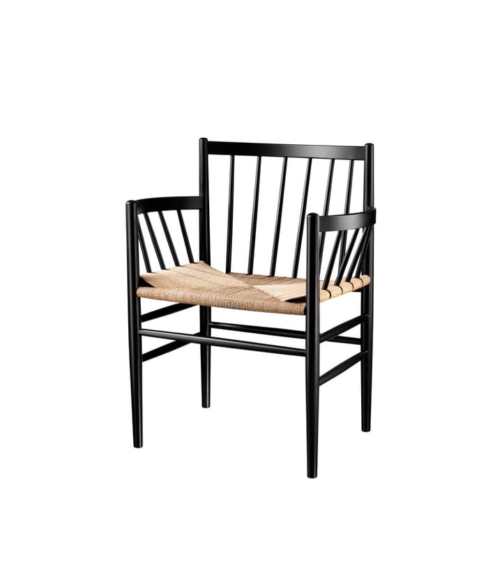 Sedia con braccioli J81, Faggio naturale verniciato nero FDB Møbler