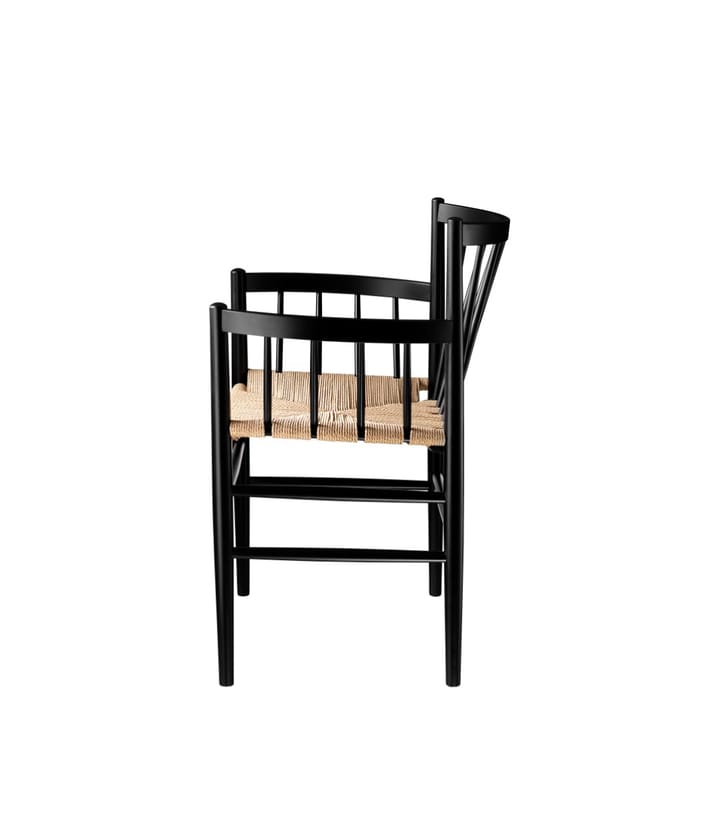Sedia con braccioli J81, Faggio naturale verniciato nero FDB Møbler