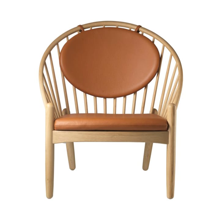 Sedia J166 Jørna - Rovere naturale laccato - pelle color cognac - FDB Møbler