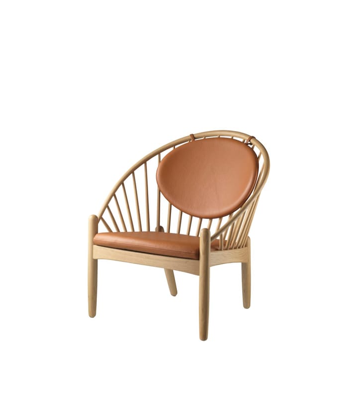 Sedia J166 Jørna, Rovere naturale laccato - pelle color cognac FDB Møbler