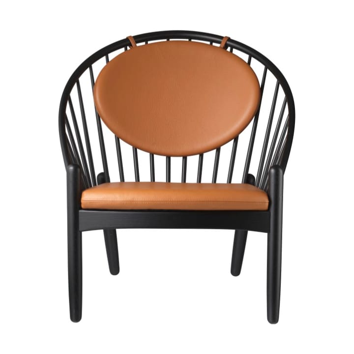 Sedia J166 Jørna - Rovere verniciato nero - pelle color cognac - FDB Møbler