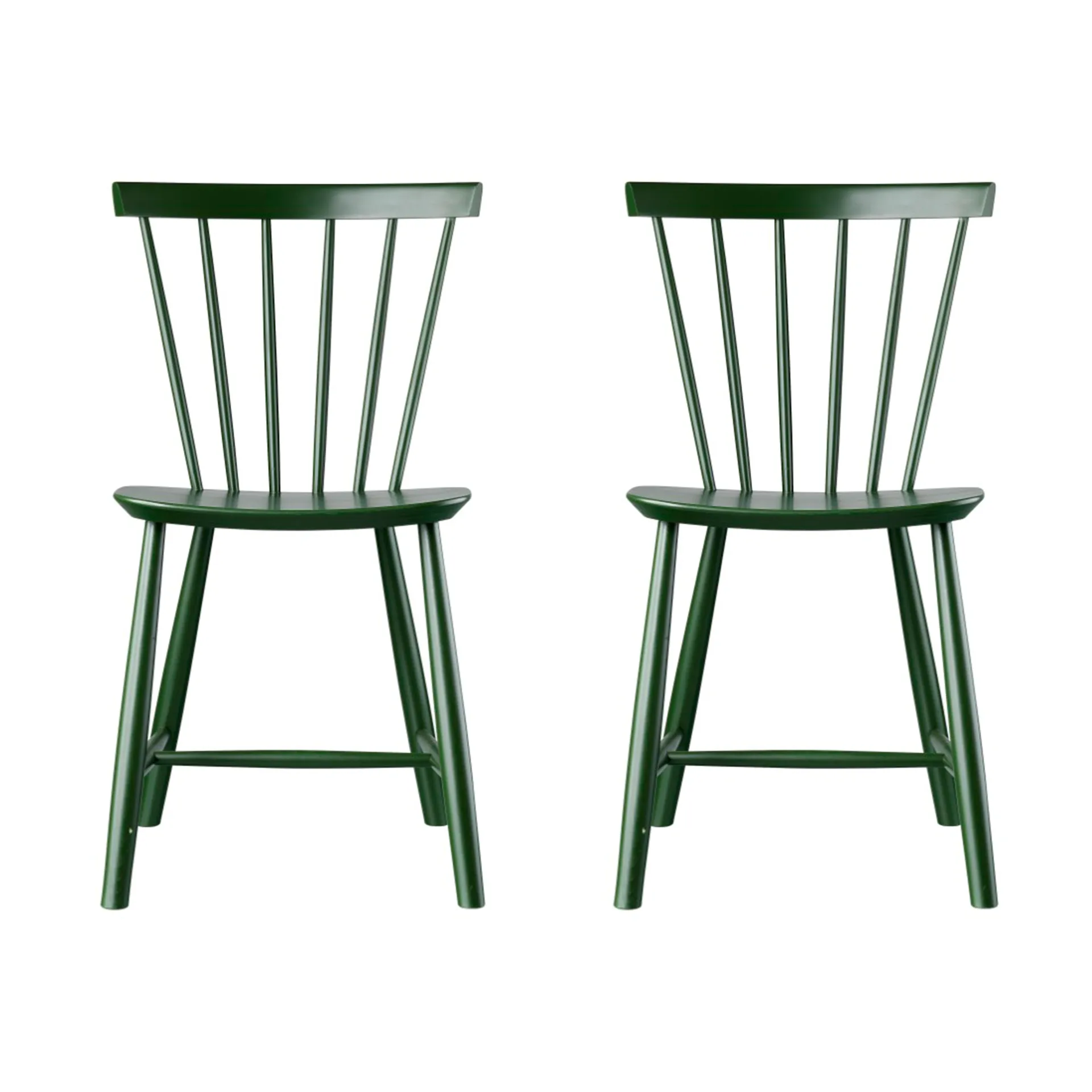 Sedia J46, Faggio bottle green verniciato, confezione da 2,  FDB Møbler