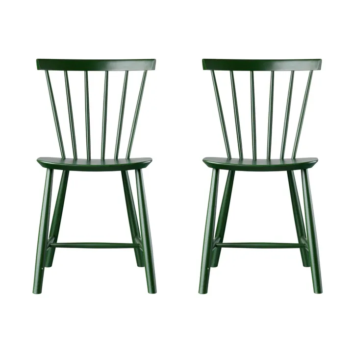 Sedia J46, Faggio bottle green verniciato, confezione da 2 - FDB Møbler