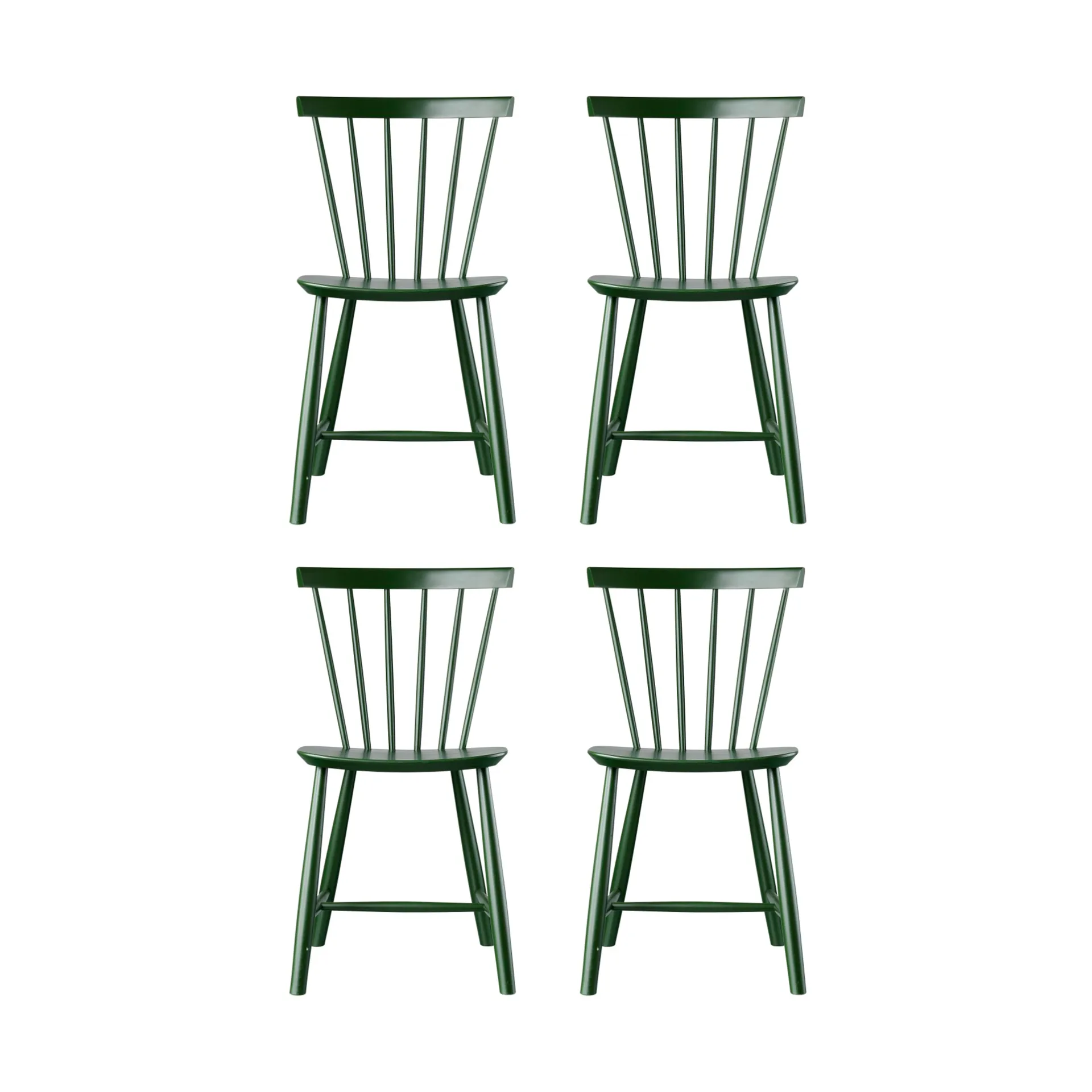 Sedia J46, Faggio bottle green verniciato, confezione da 4,  FDB Møbler