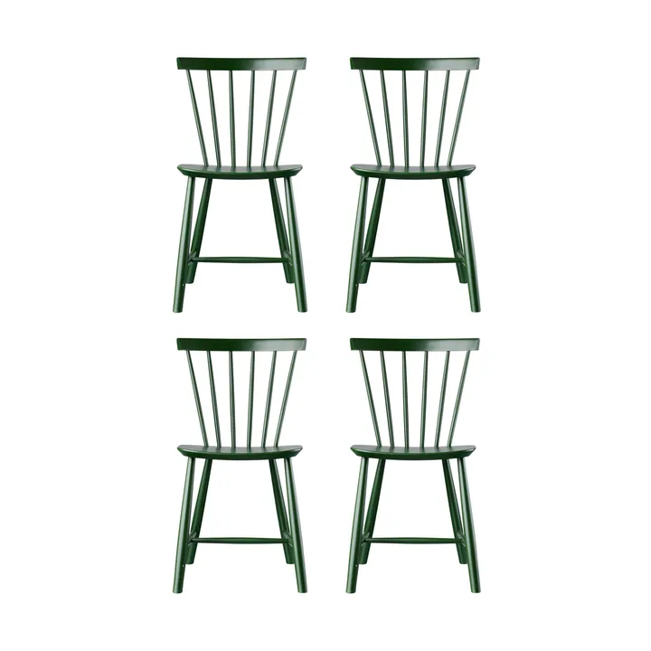 Sedia J46, Faggio bottle green verniciato, confezione da 4 - FDB Møbler