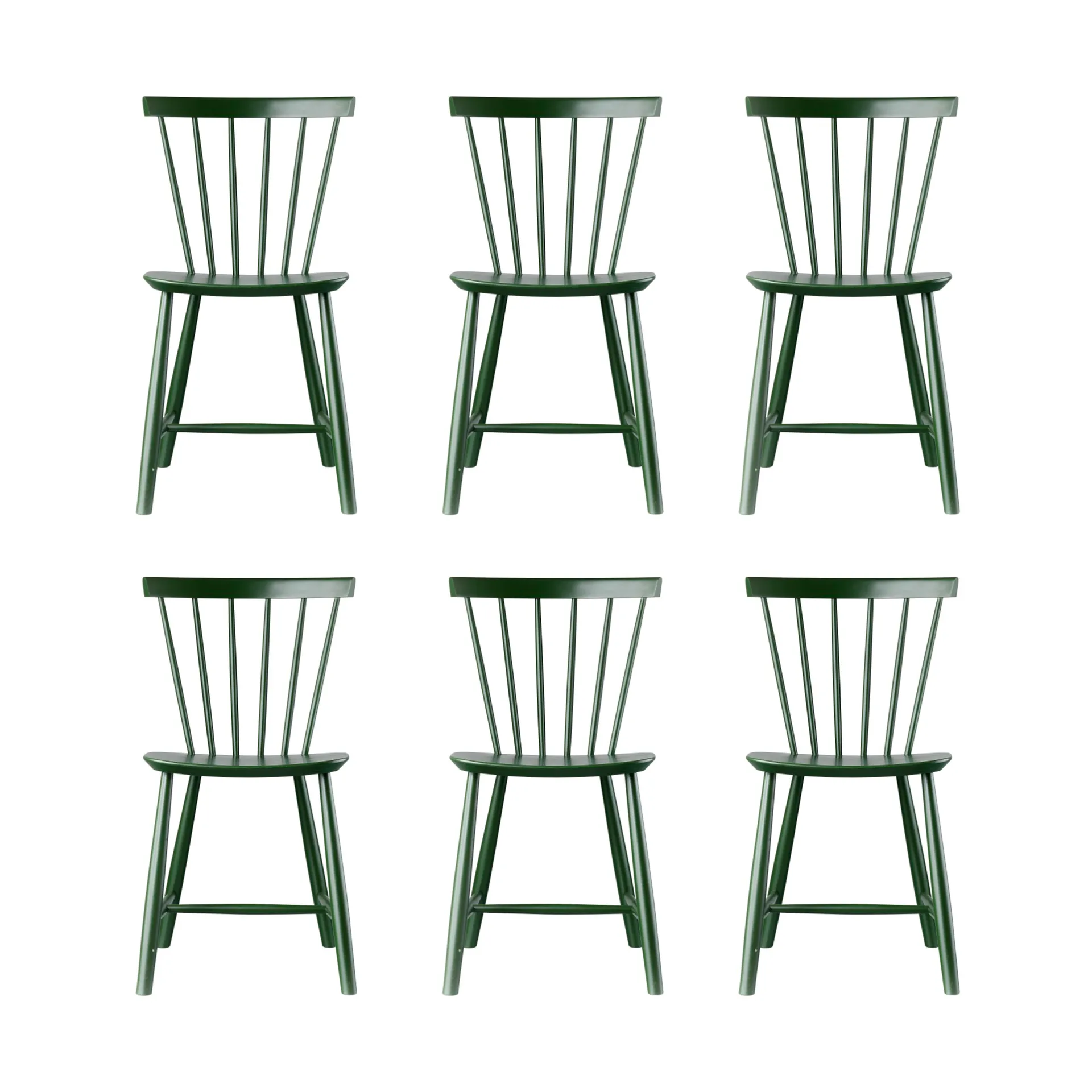 Sedia J46, Faggio bottle green verniciato, confezione da 6,  FDB Møbler