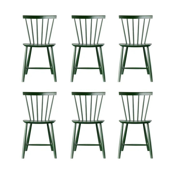 Sedia J46, Faggio bottle green verniciato, confezione da 6 - FDB Møbler